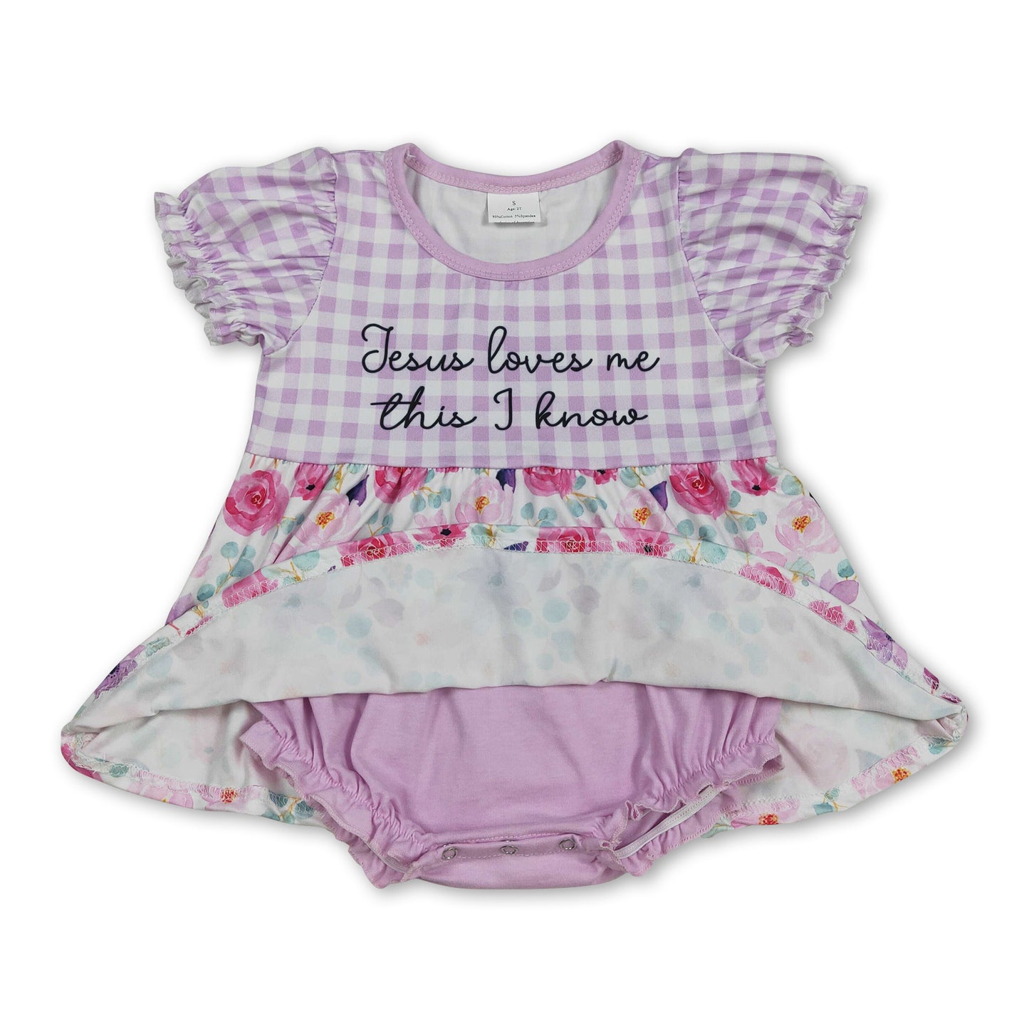 Jesus loves me this I know floral baby girls romper
