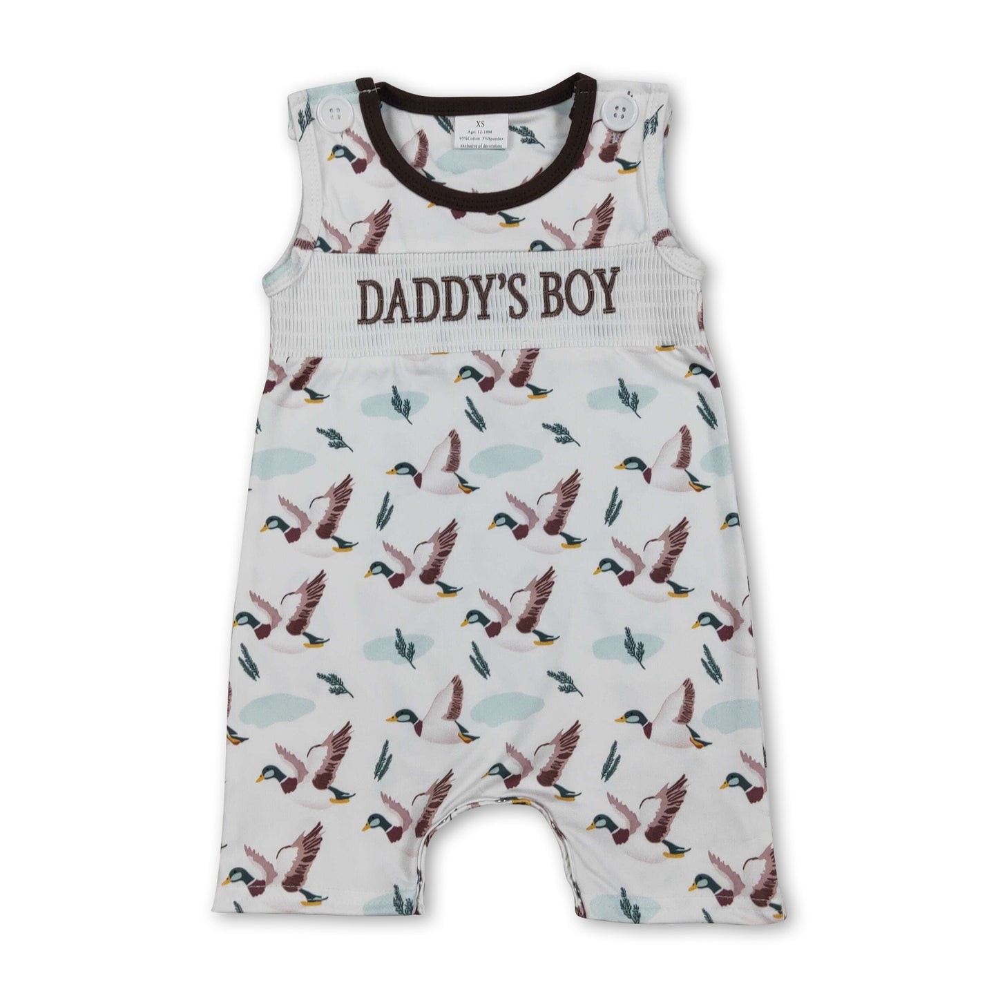 Sleeveless daddy's boy duck baby boy romper