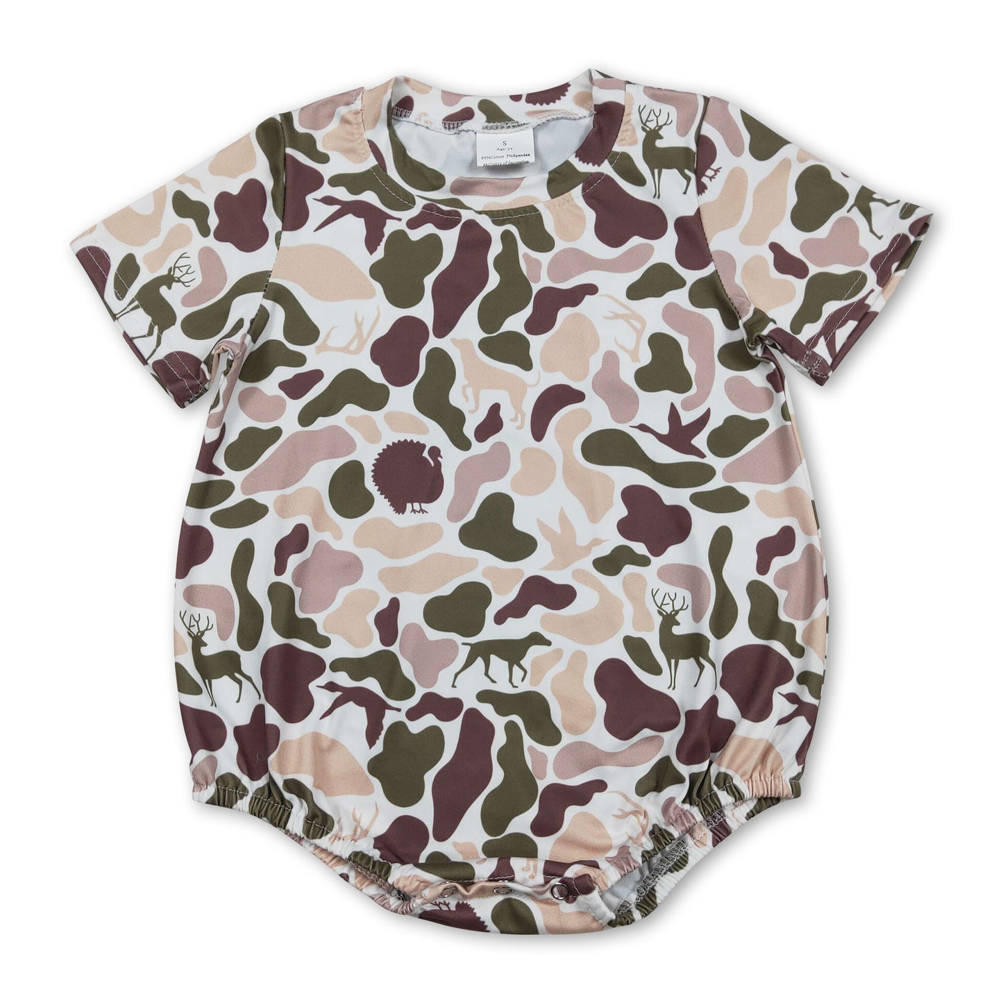Short sleeves hunting camo baby boy summer romper