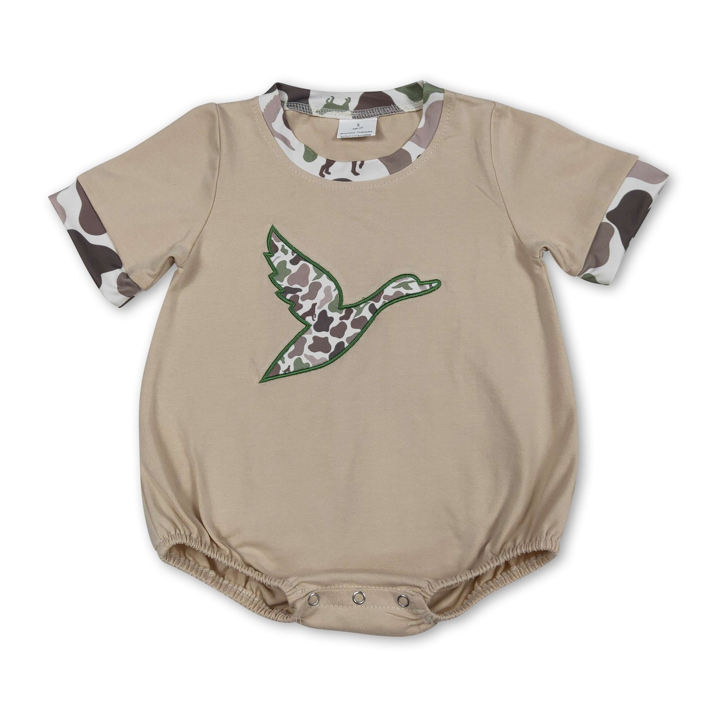 Short sleeves camo duck baby boy summer romper