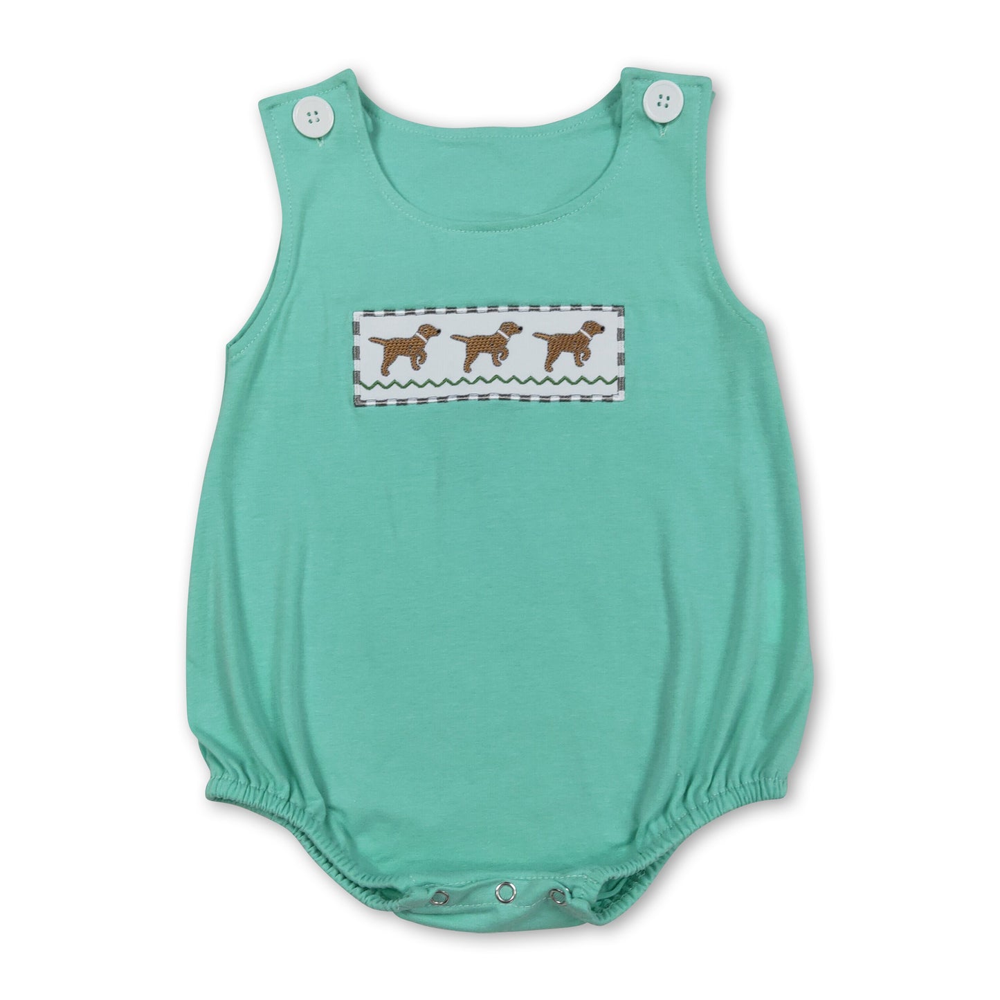 Sleeveless cotton dog embroidery baby boy romper