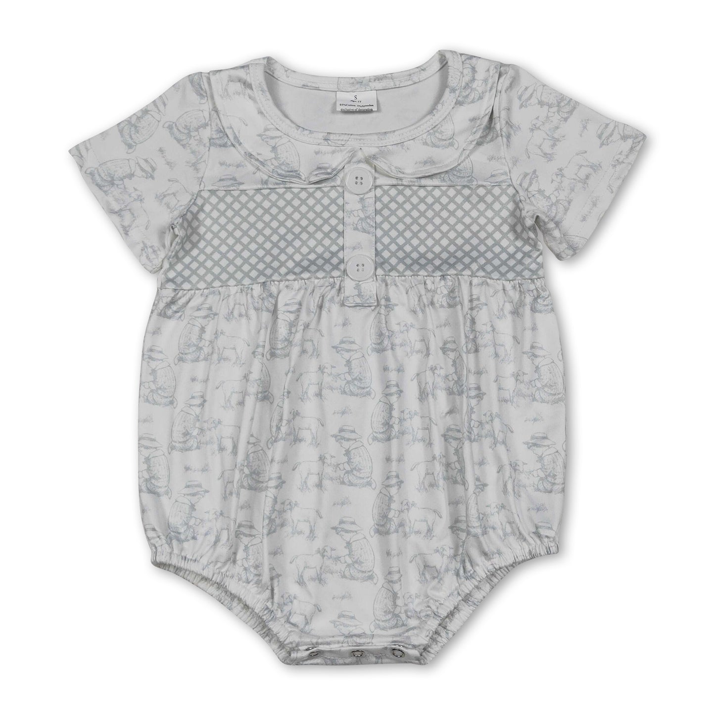 Short sleeves sheep baby boy summer romper