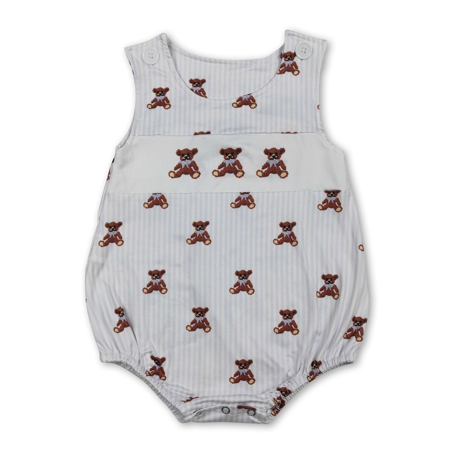 Sleeveless stripe bear baby boy summer romper
