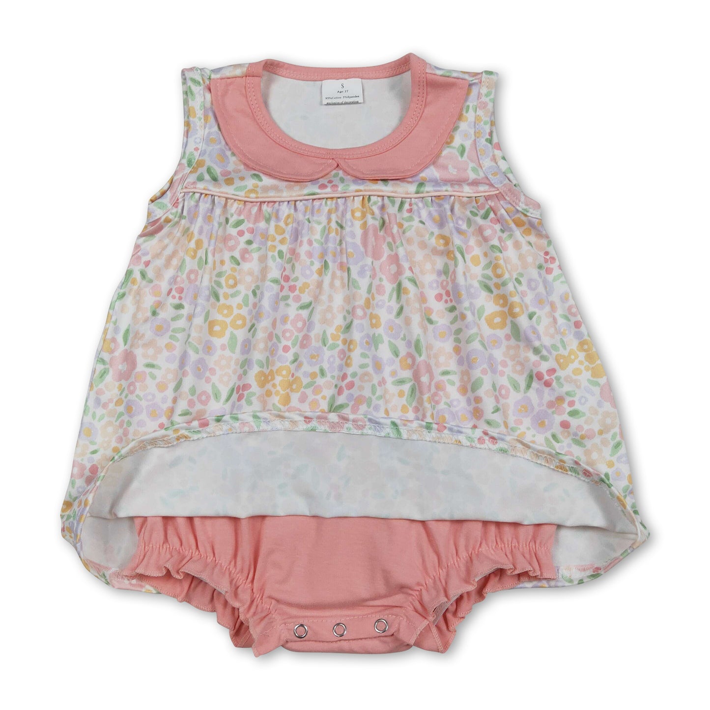 Sleeveless doll collar floral baby girls summer romper