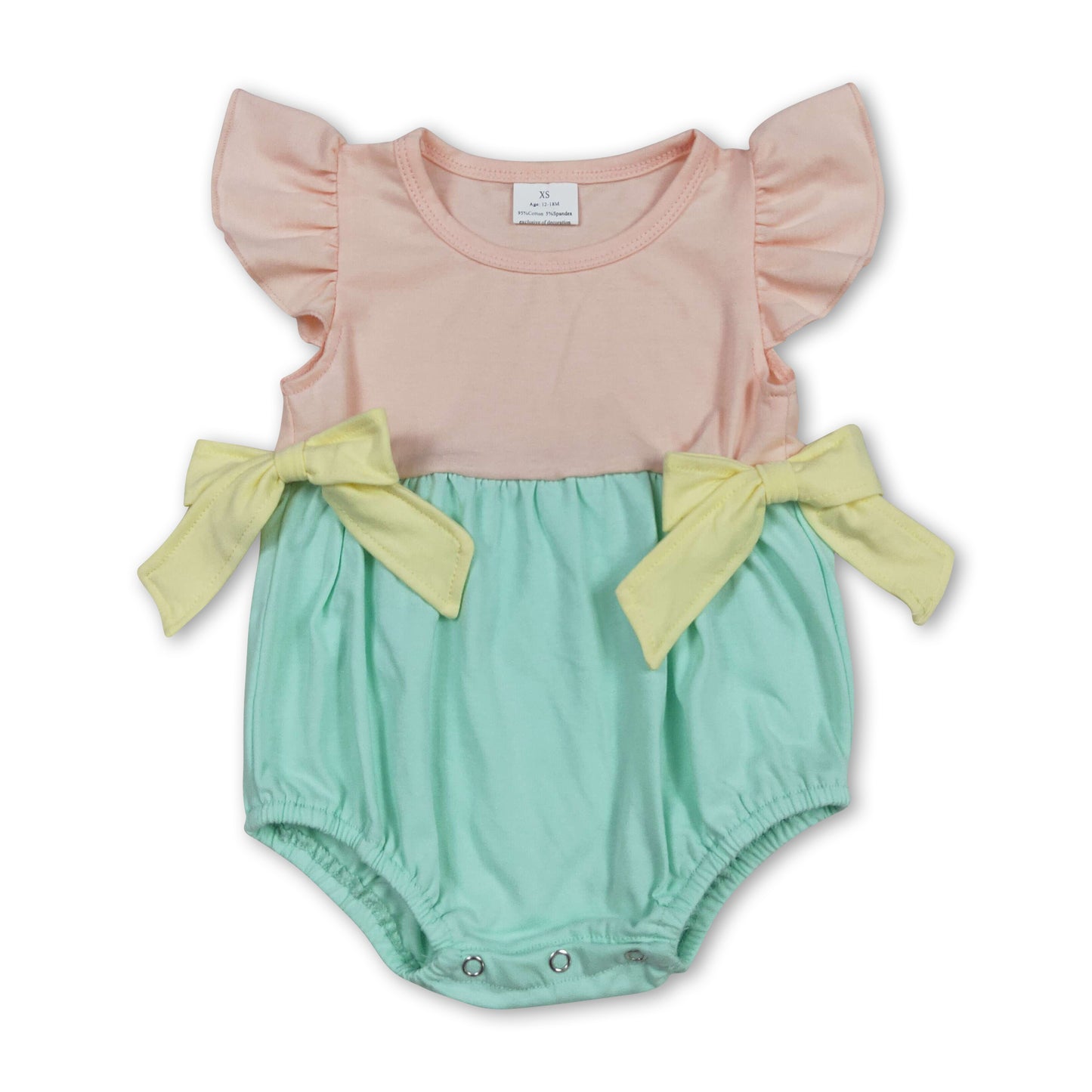 Flutter sleeves cotton patchwork baby girls summer romper