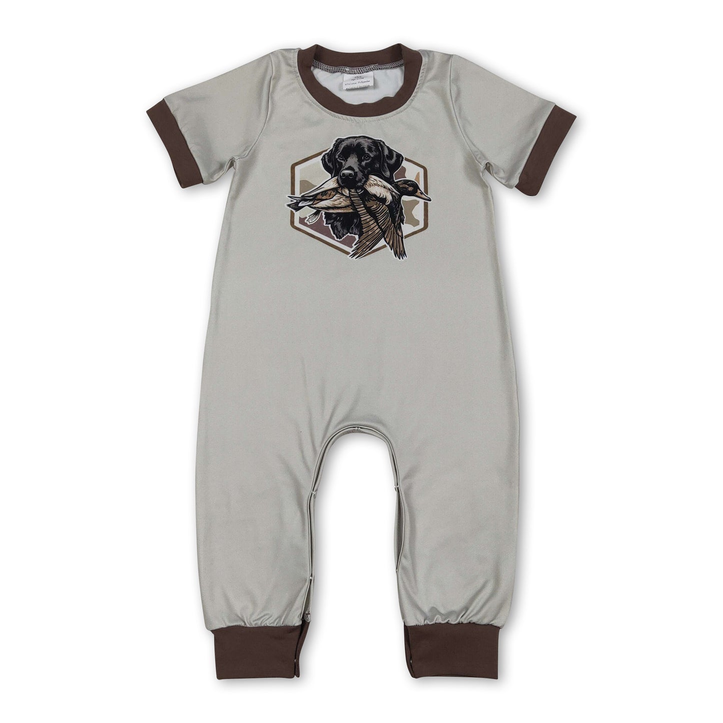 Short sleeves camo duck dog baby boy romper