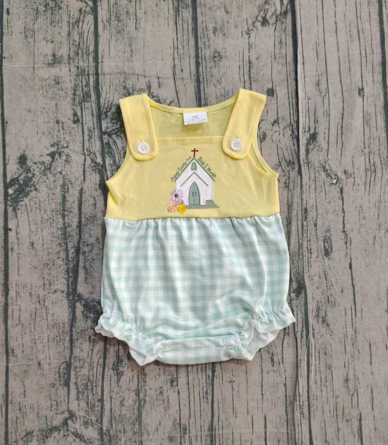 Sleeveless Jesus loves me this I know church girl romper