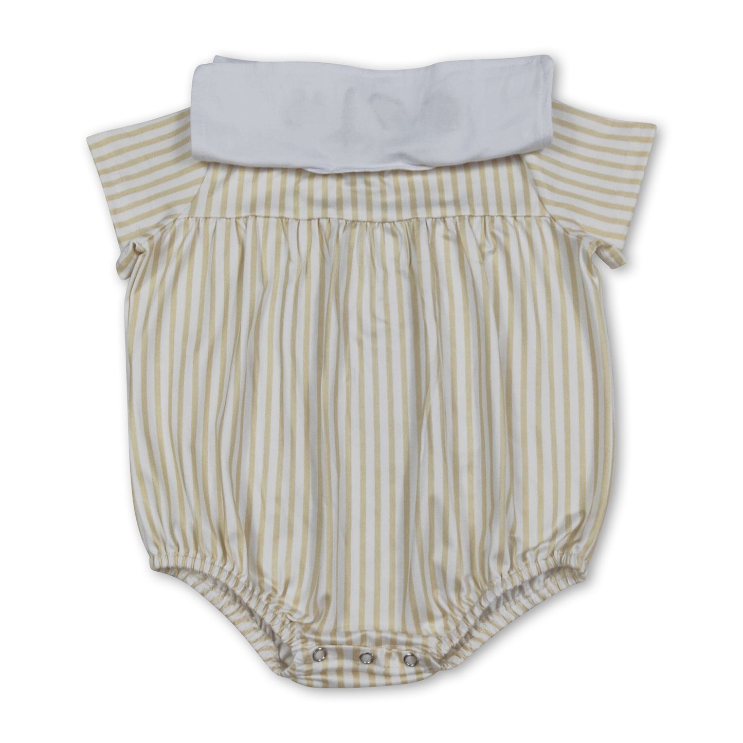 Short sleeves stripe cross embroidery baby Easter romper