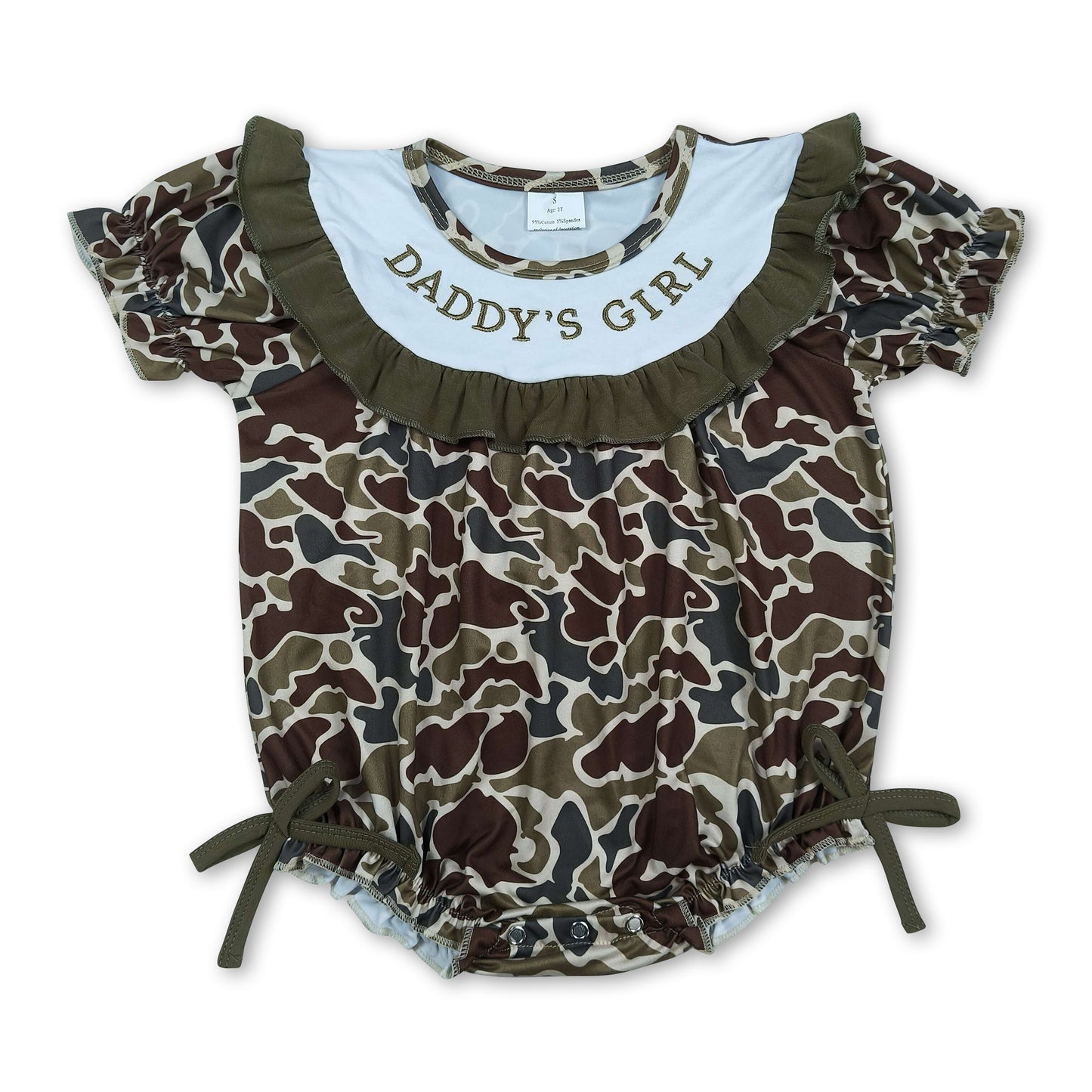 Short sleeves ruffle daddy's girl camo baby romper