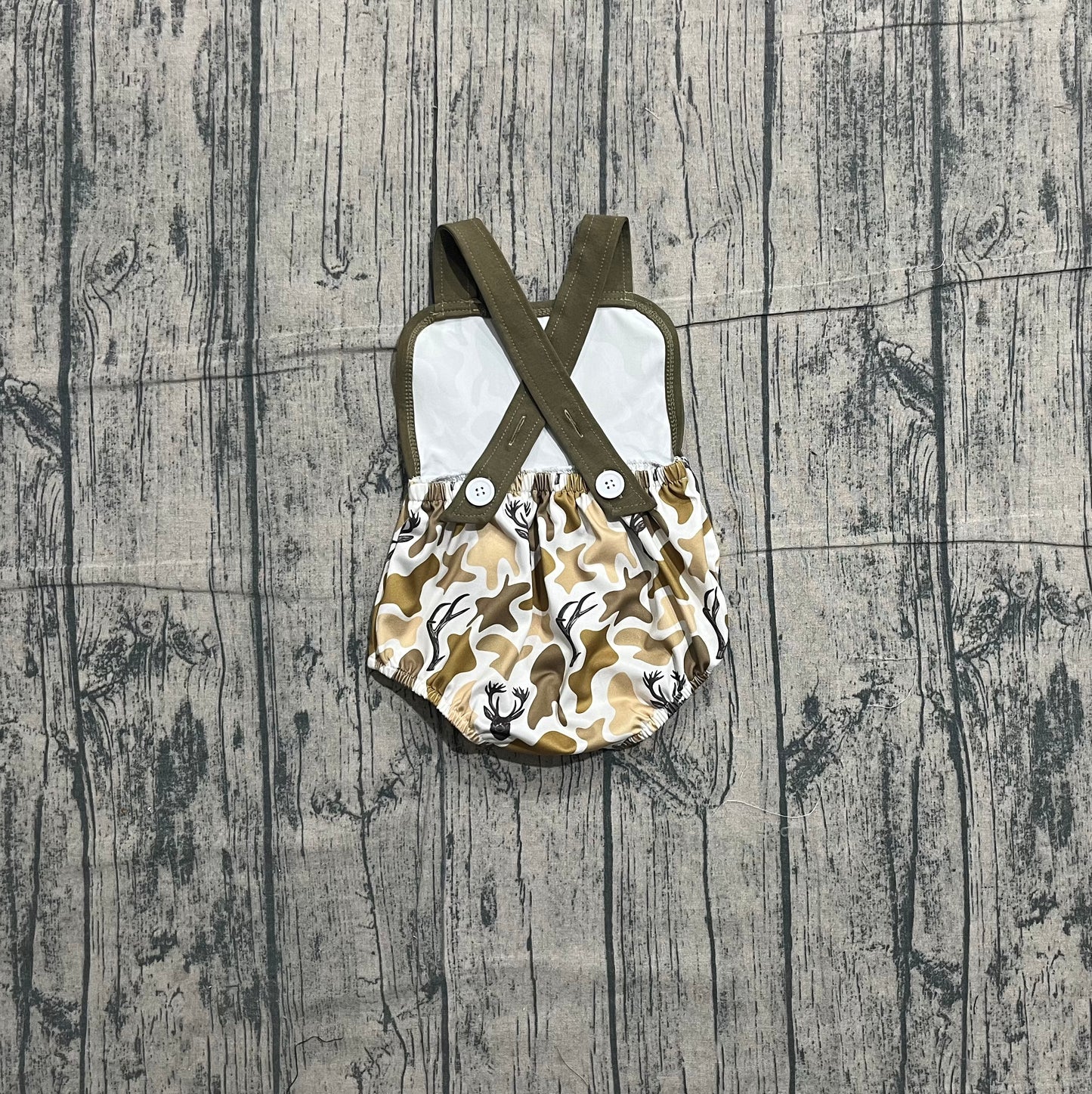 Straps deer camo baby boy summer romper