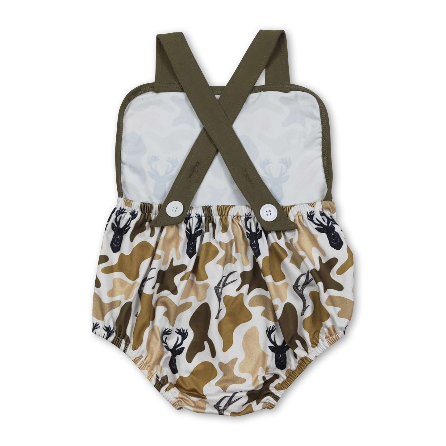 Straps deer camo baby boy summer romper