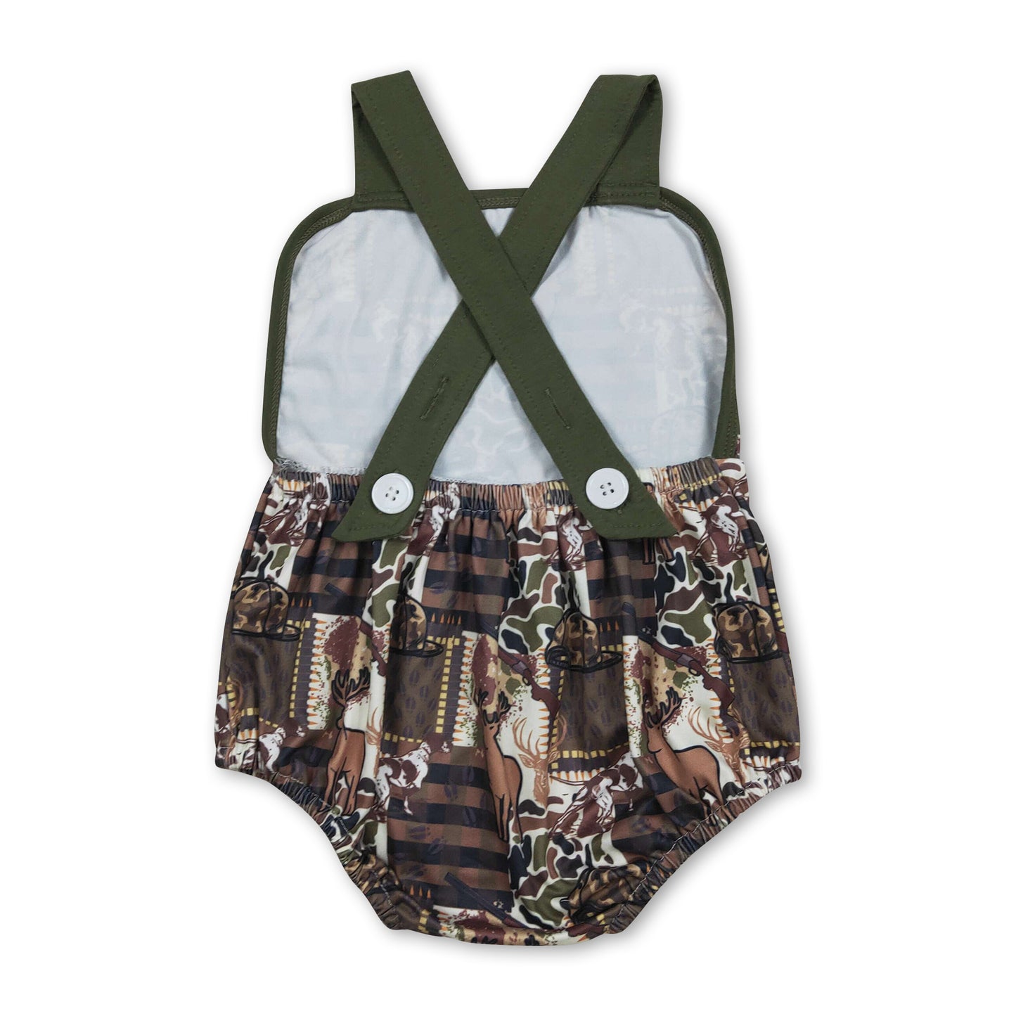 Straps deer stripe camo baby boy summer romper