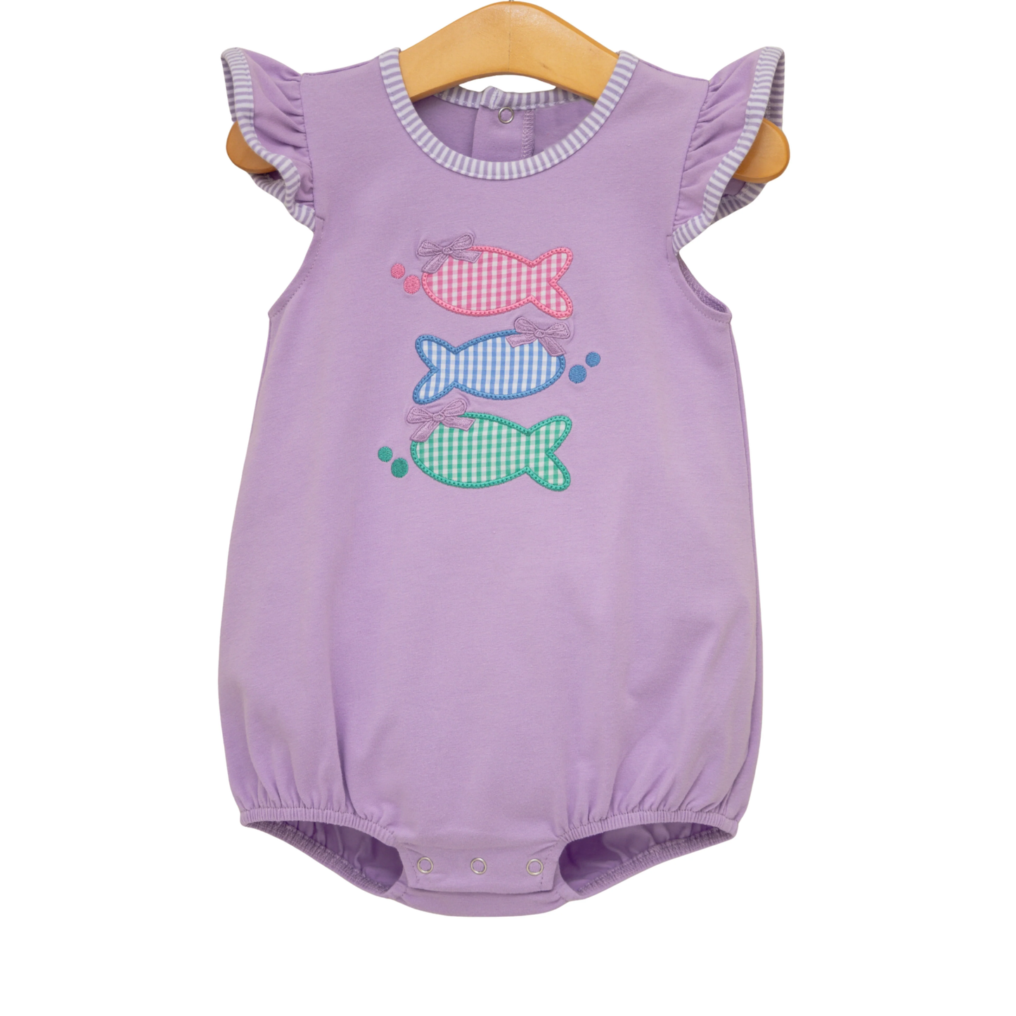 Lavender flutter sleeves fish bow baby girl summer romper