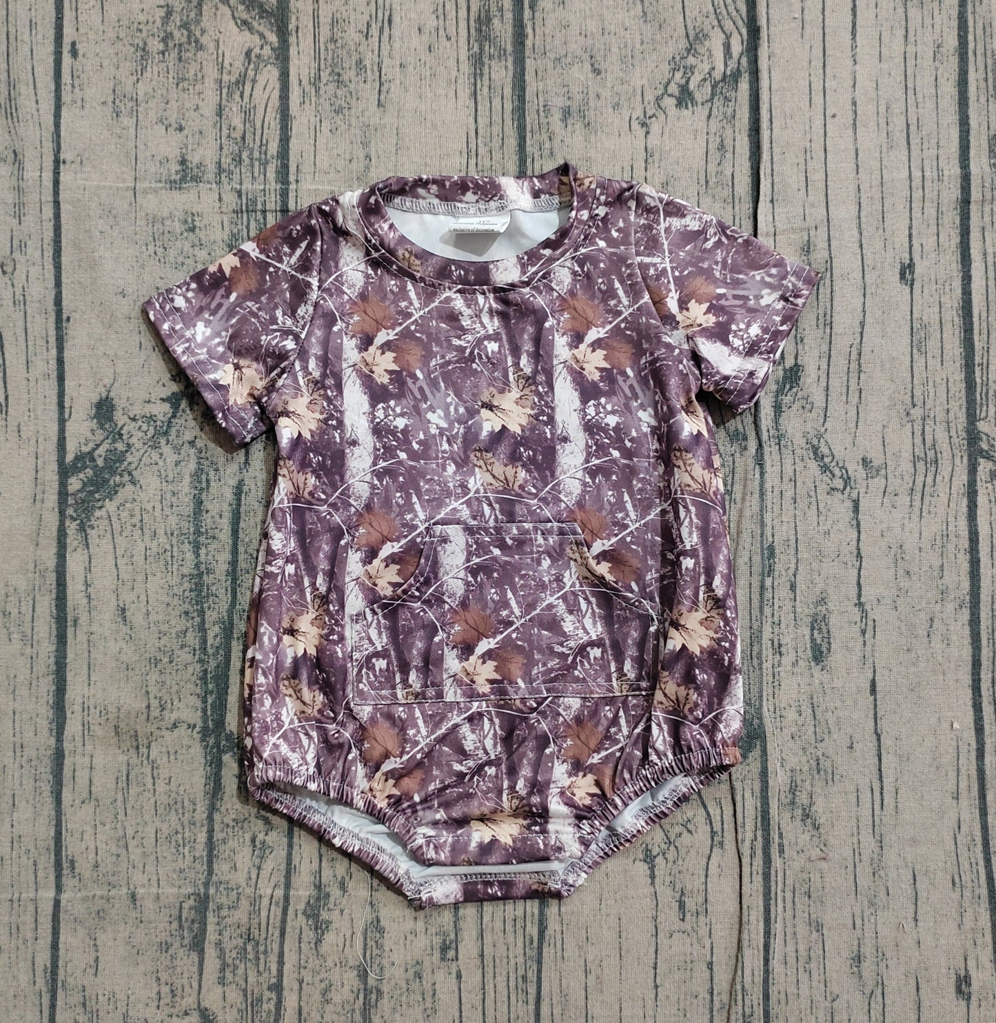 Short sleeves camo pocket baby boy summer romper