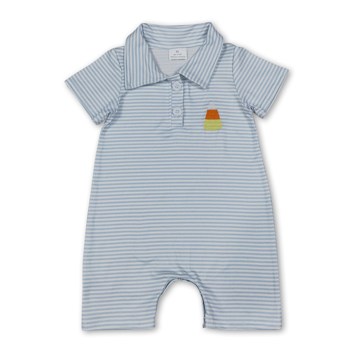Stripe candy corn embroidery baby boy Halloween romper