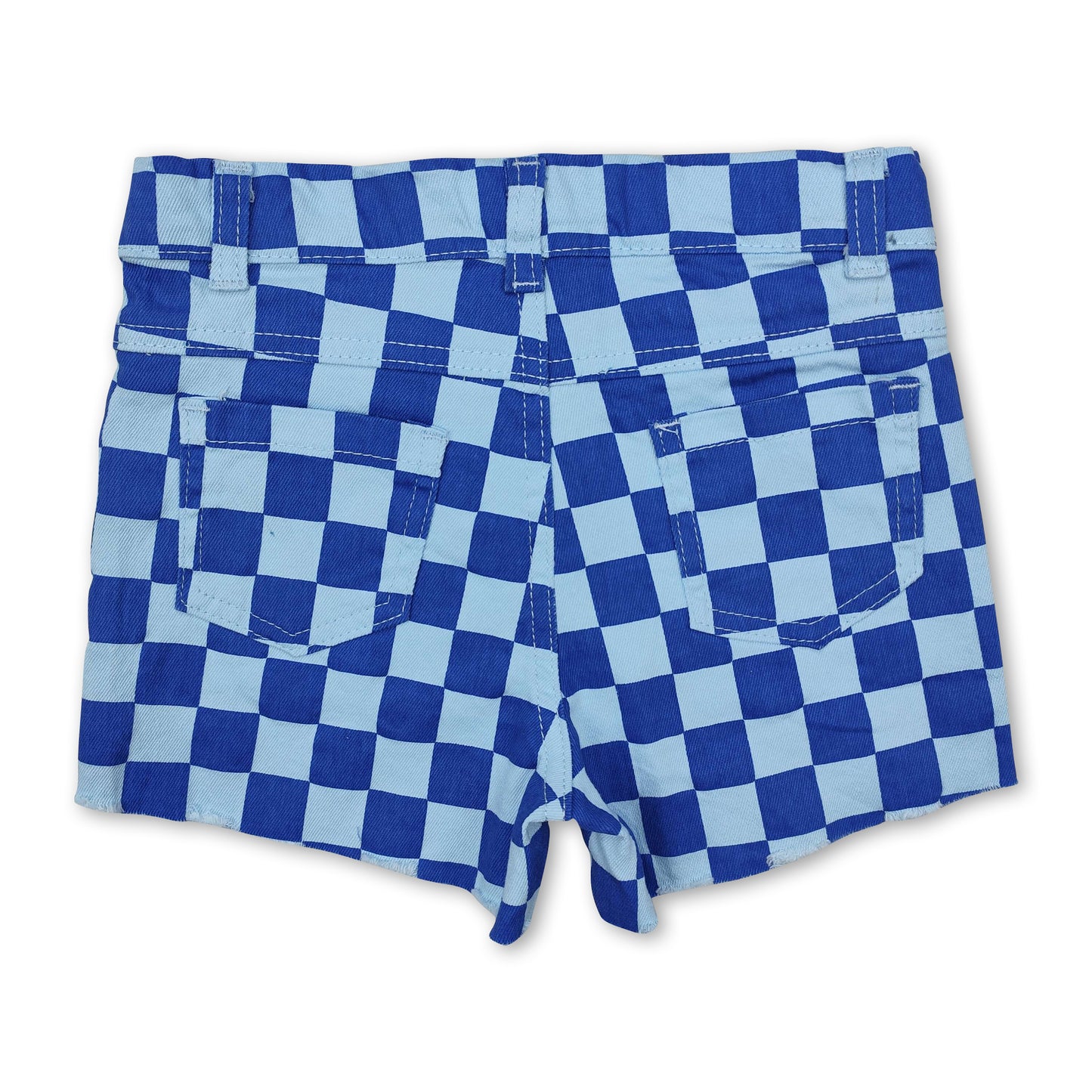 Blue plaid jeans baby girls summer denim shorts
