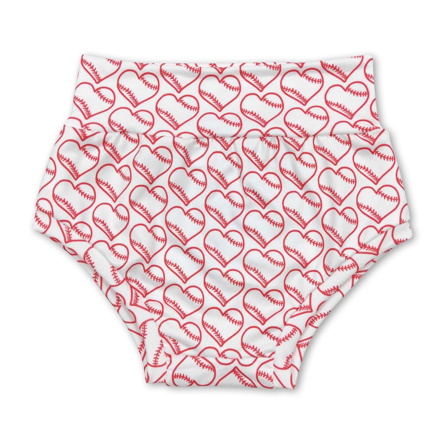Heart baseball baby girls bummies