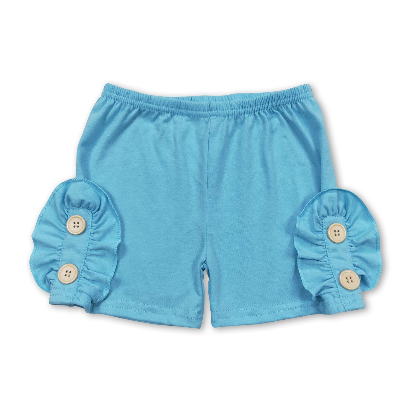 Aqua cotton button baby girls summer shorts