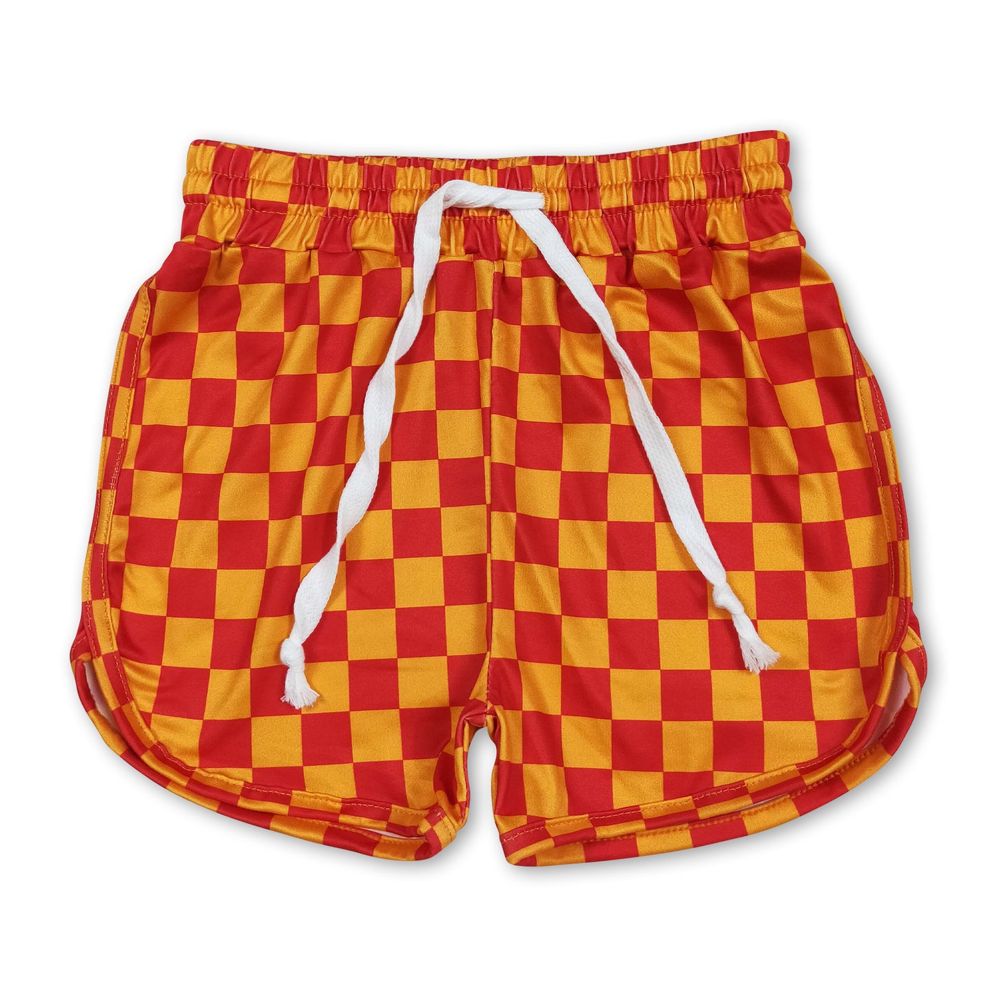 Orange plaid baby girls summer shorts
