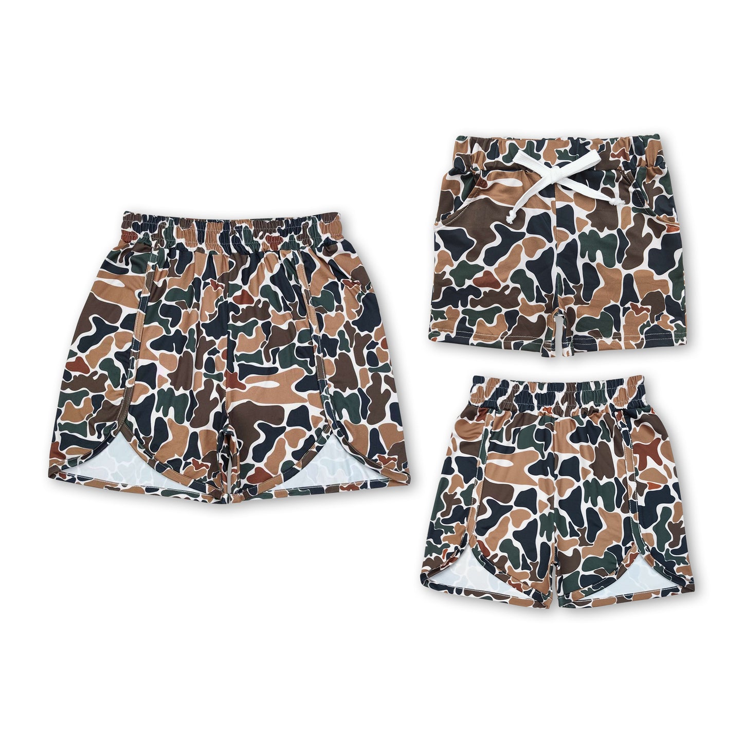 Brown camo pockets kids boy summer shorts ship from US