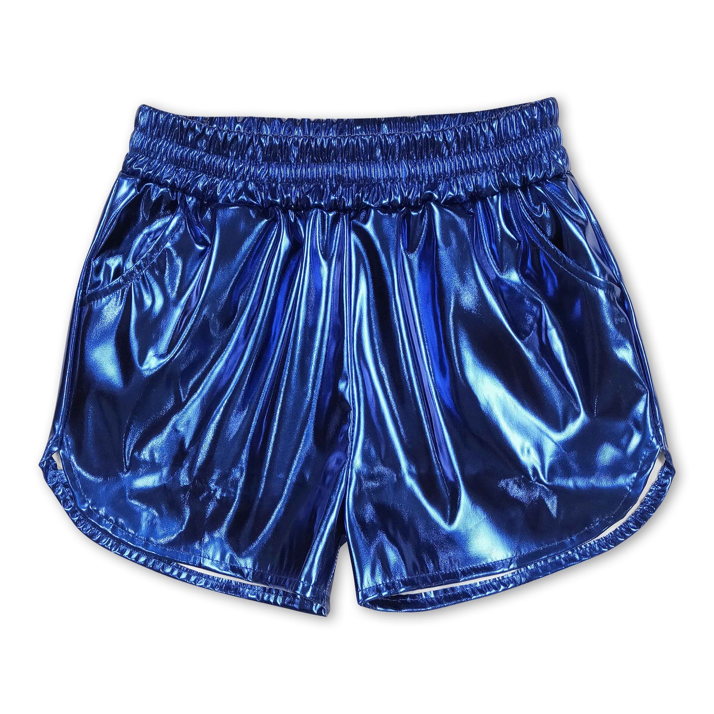 Blue elastic waist kids girls summer shorts