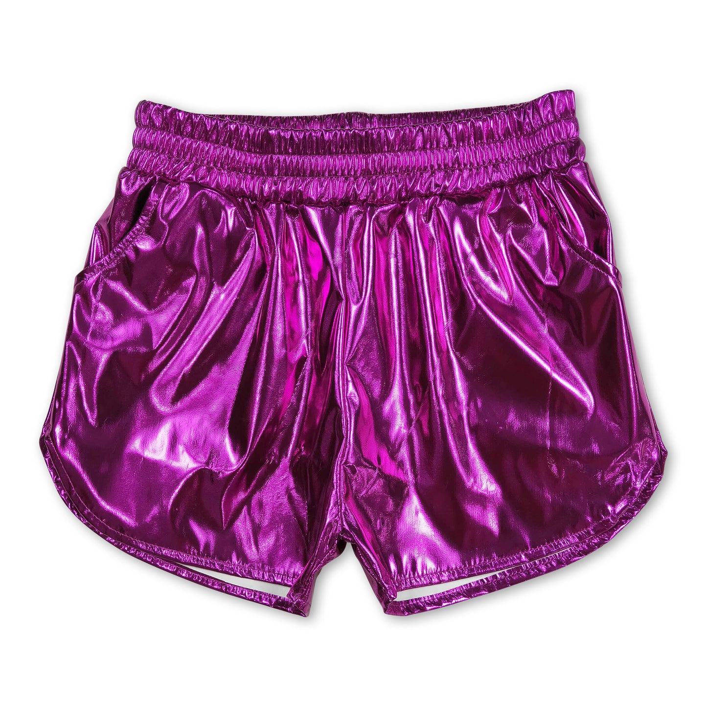 Purple elastic waist kids girls summer shorts