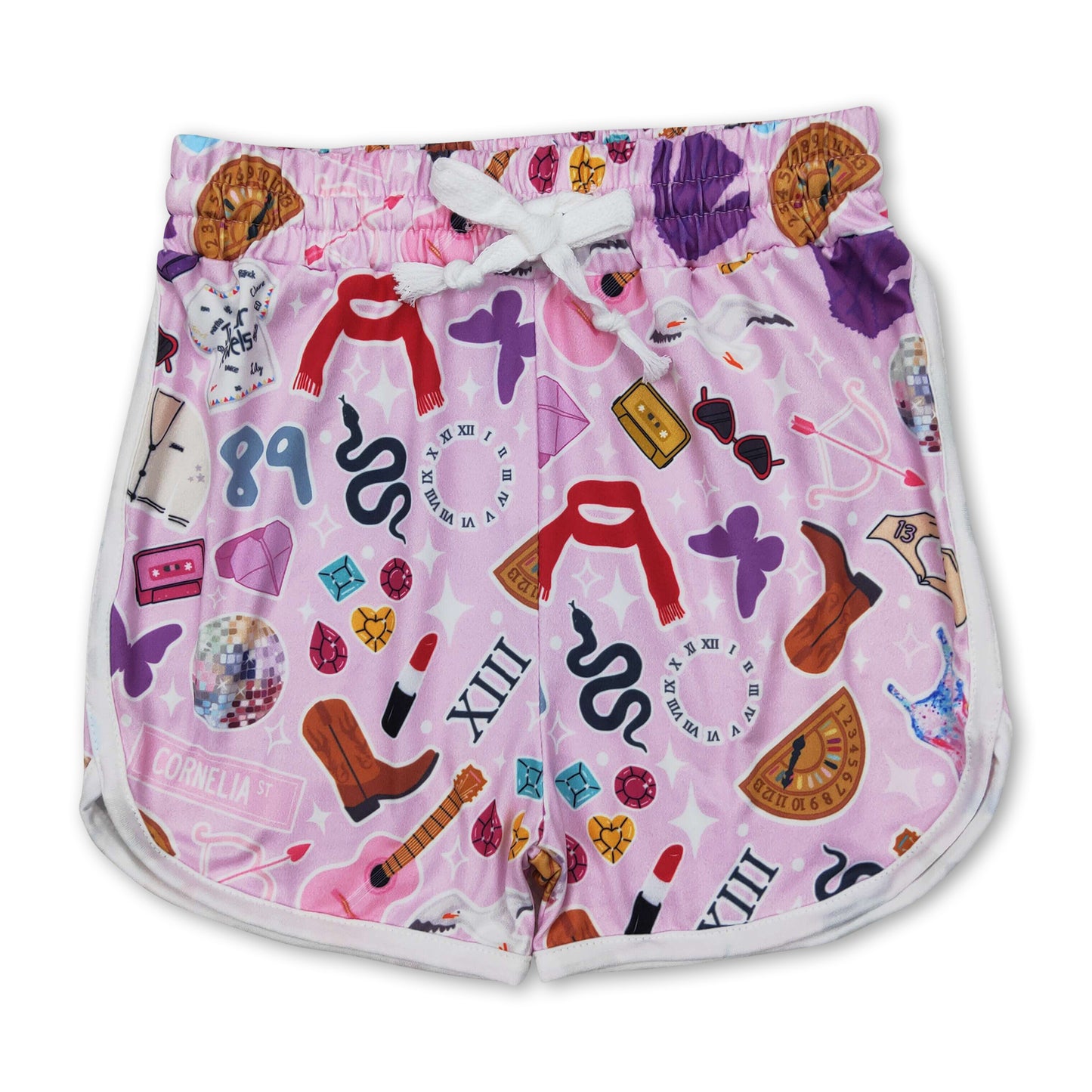 Lavender guitar butterfly singer girls summer shorts