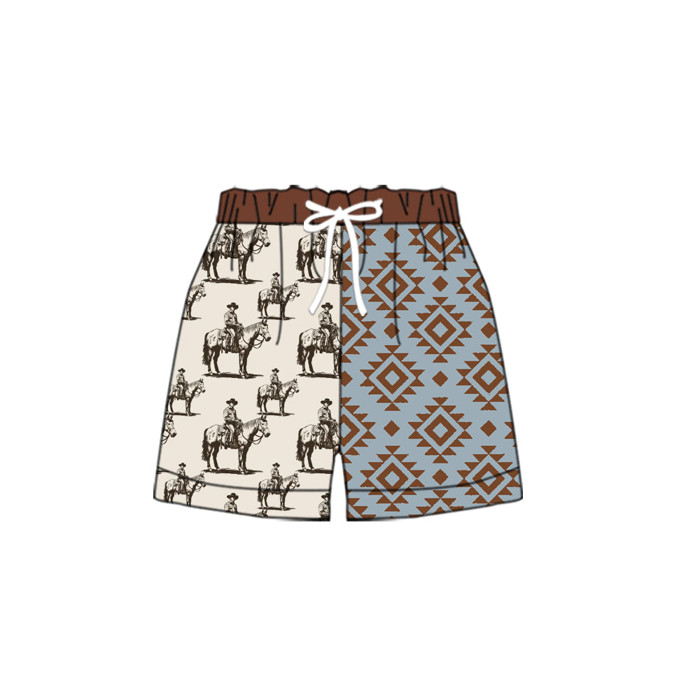 Rodeo aztec patchwork western baby boy summer shorts