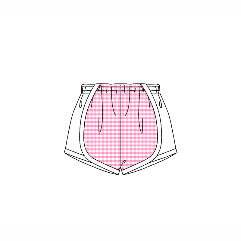 Pink plaid white kids girls summer shorts