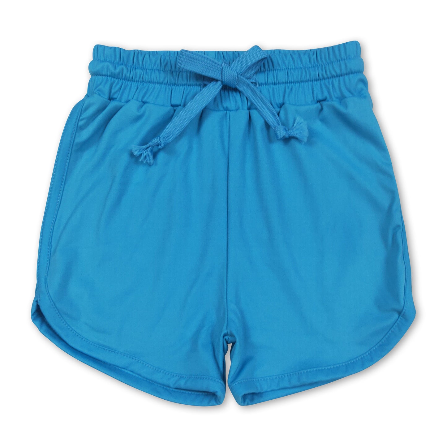 Blue elastic waist kids girls active wear yoga shorts