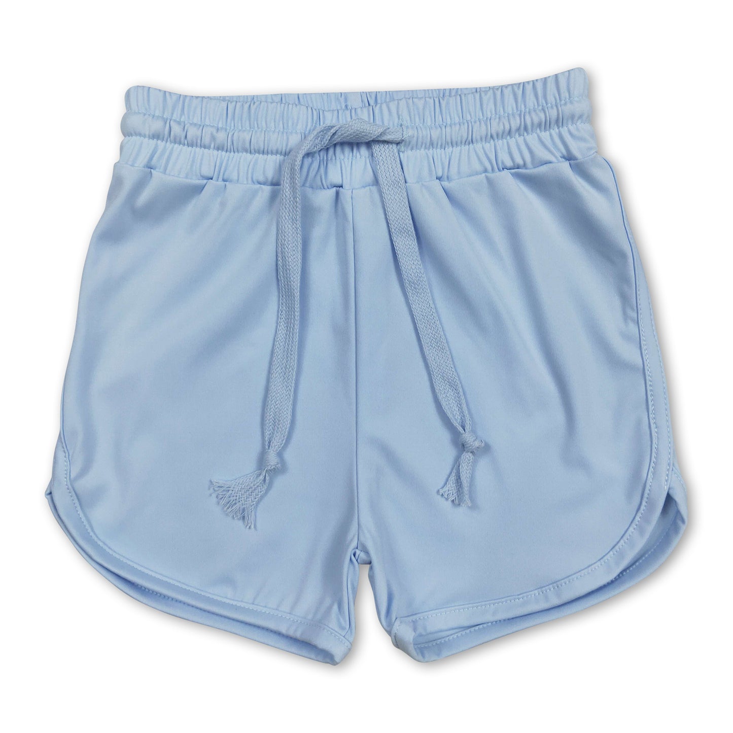 Light blue elastic waist kids girls active wear yoga shorts