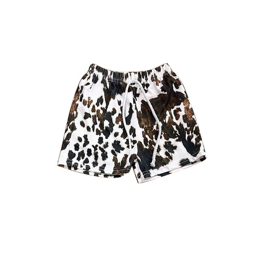 Cow print western kids boys summer shorts