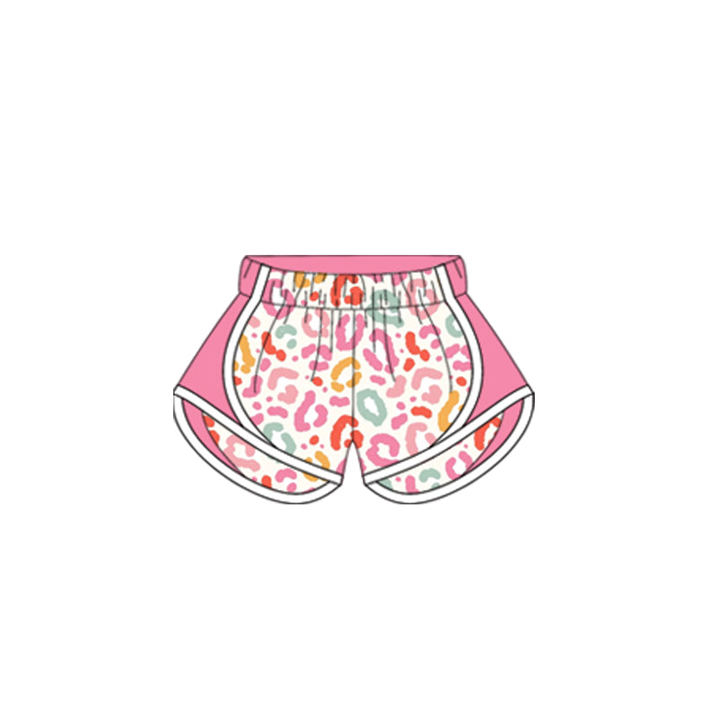 Pink leopard patchwork baby girls summer shorts