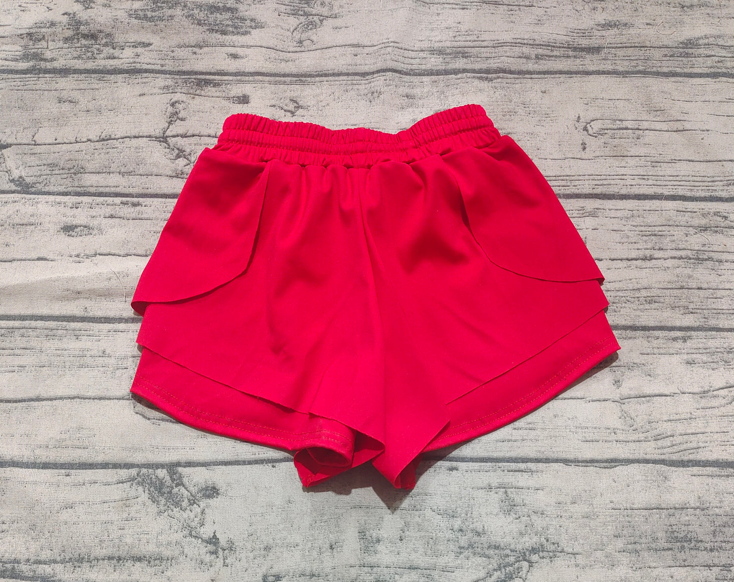 Red kids girls activewear summer yoga shorts
