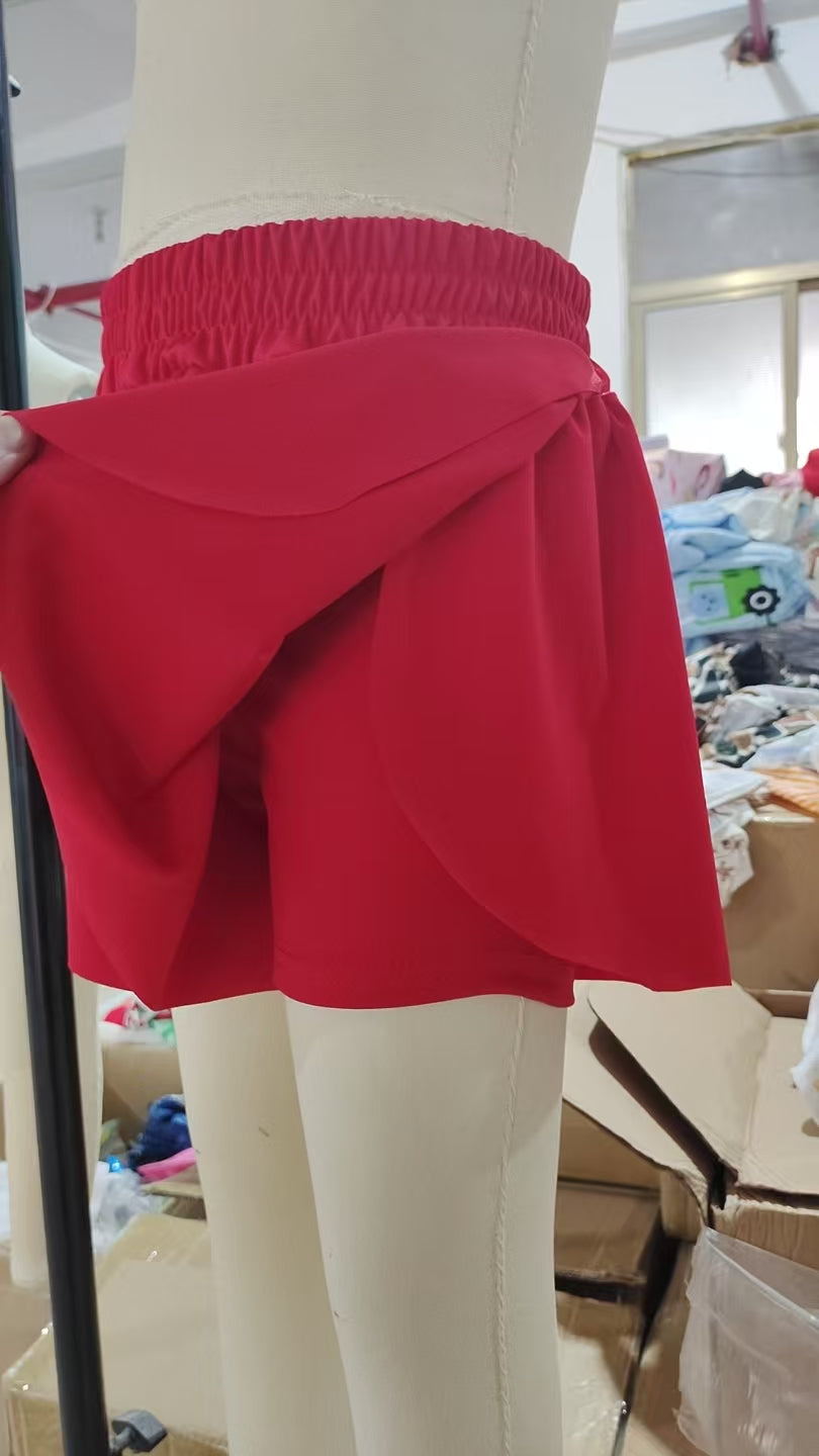 Red kids girls activewear summer yoga shorts