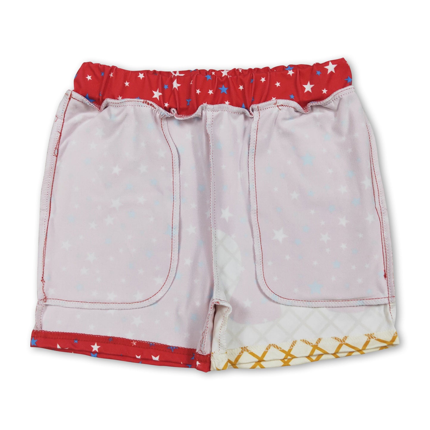 Red stars ice cream boys 4th of july shorts