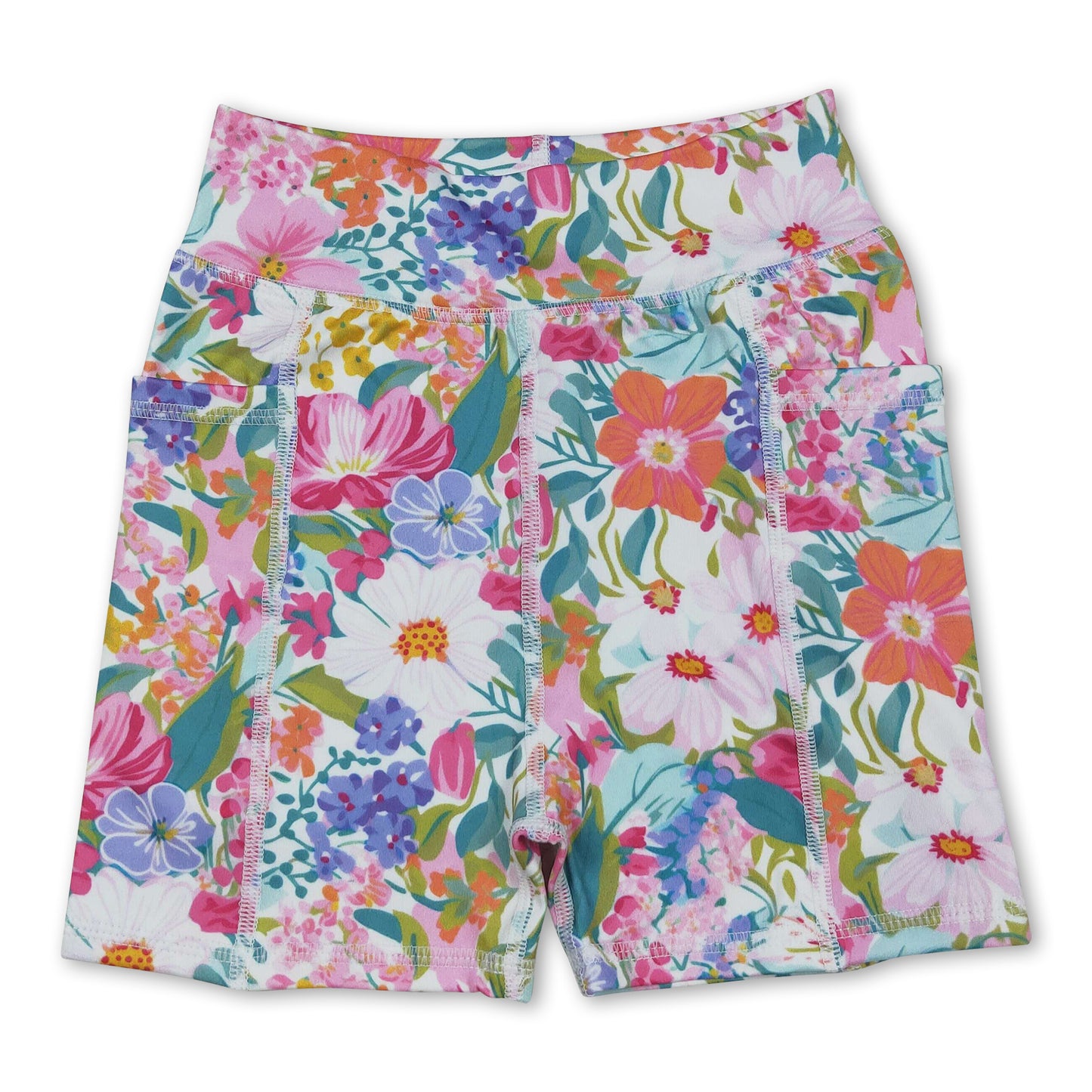 Lavender floral kids girls summer yoga shorts