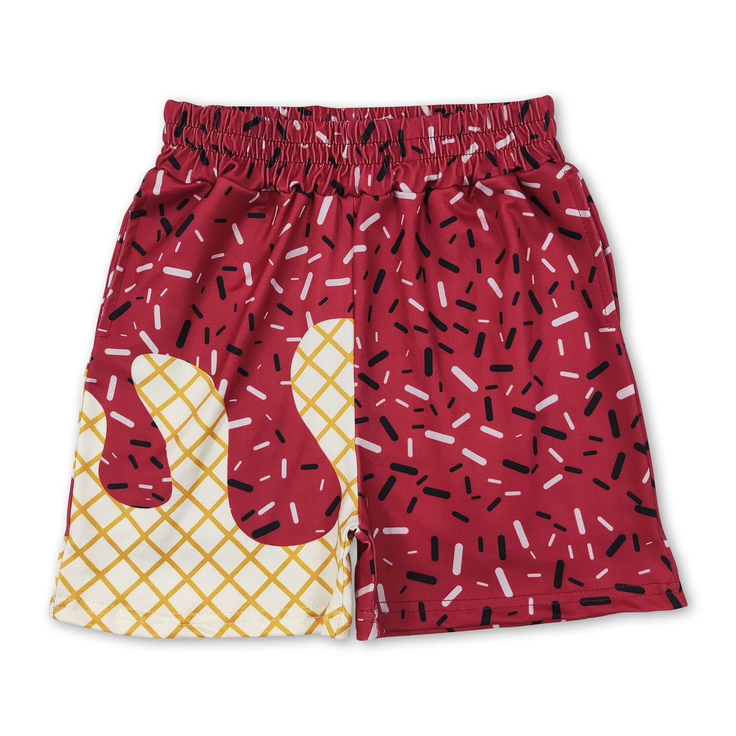 Maroon ice cream sprinkle kids boys summer shorts