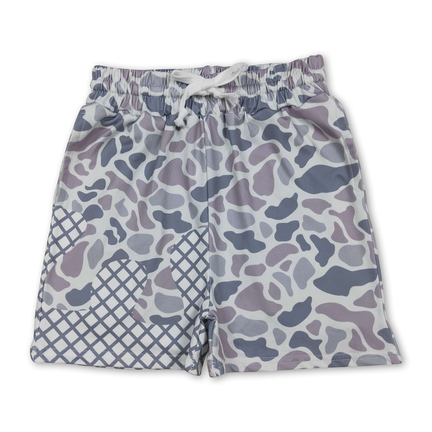 Grey camo ice cream sprinkle baby boy shorts