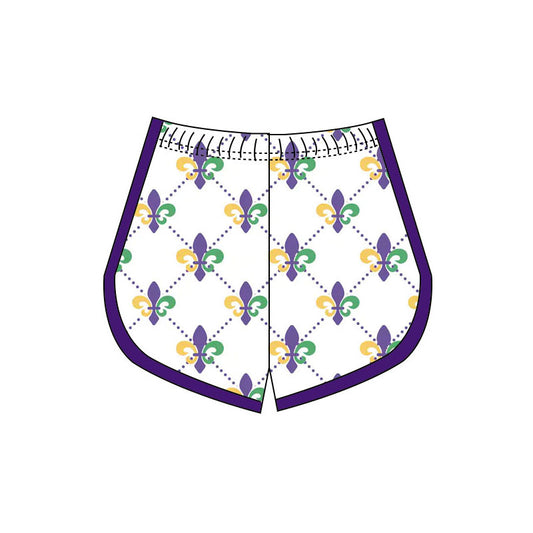 yellow purple green pattern baby girls yoga shorts