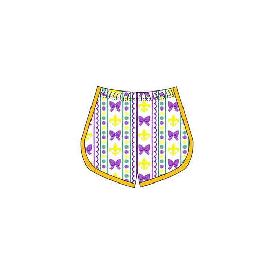 purple bows yellow pattern baby girls yoga shorts