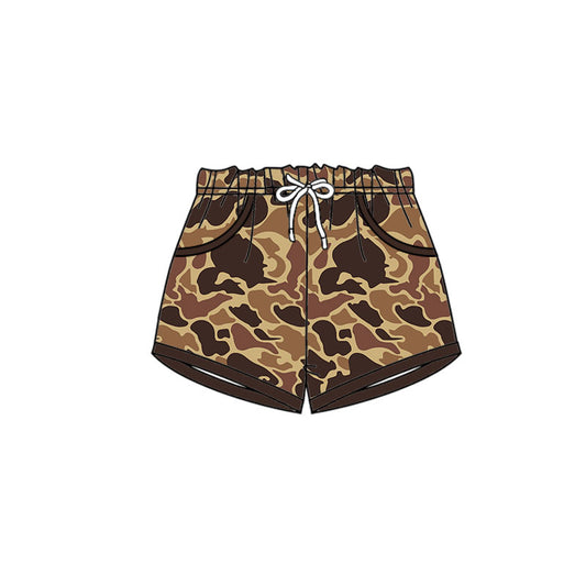 brown camo hunting baby boy yoga pocket shorts