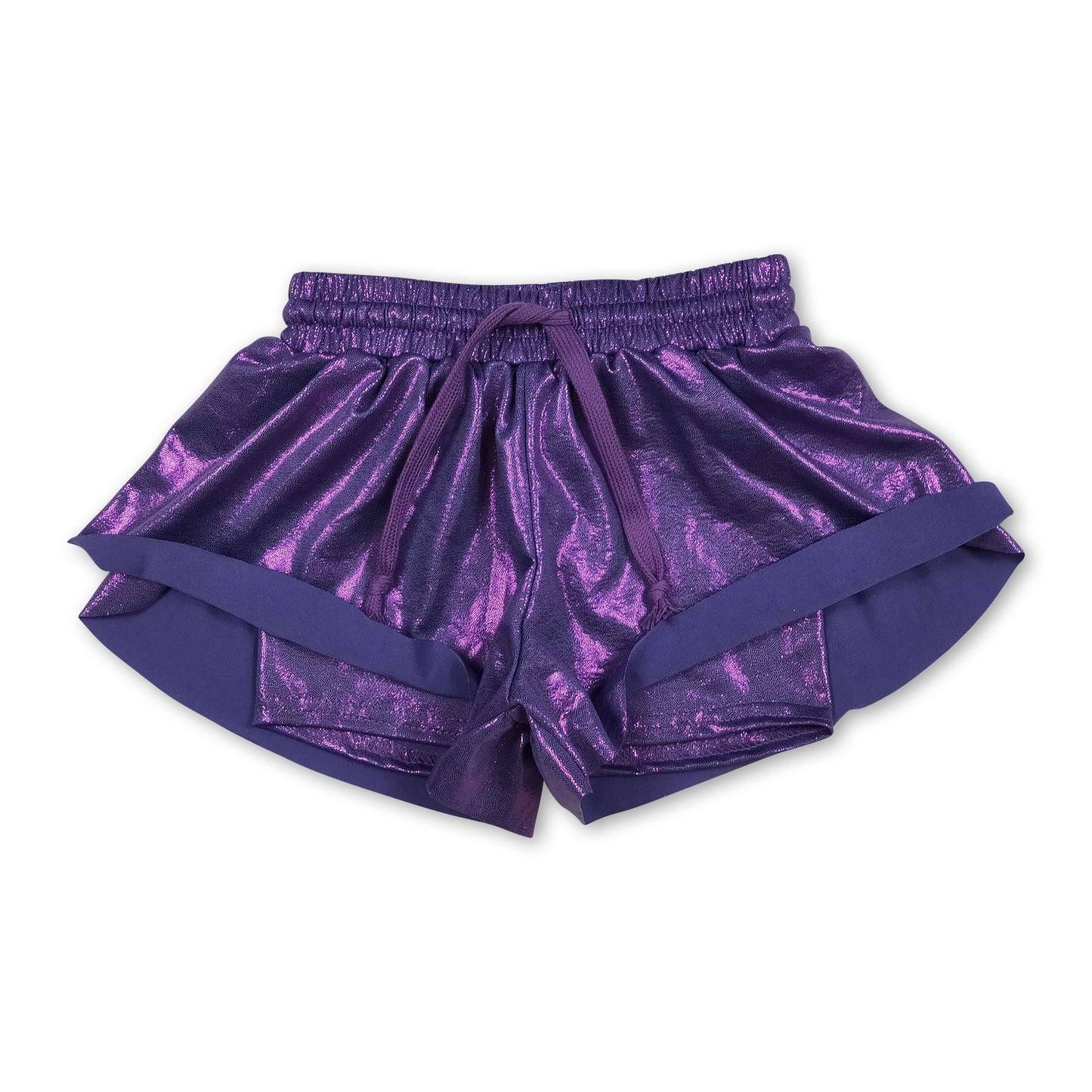 Purple drawstring kids girls shorts