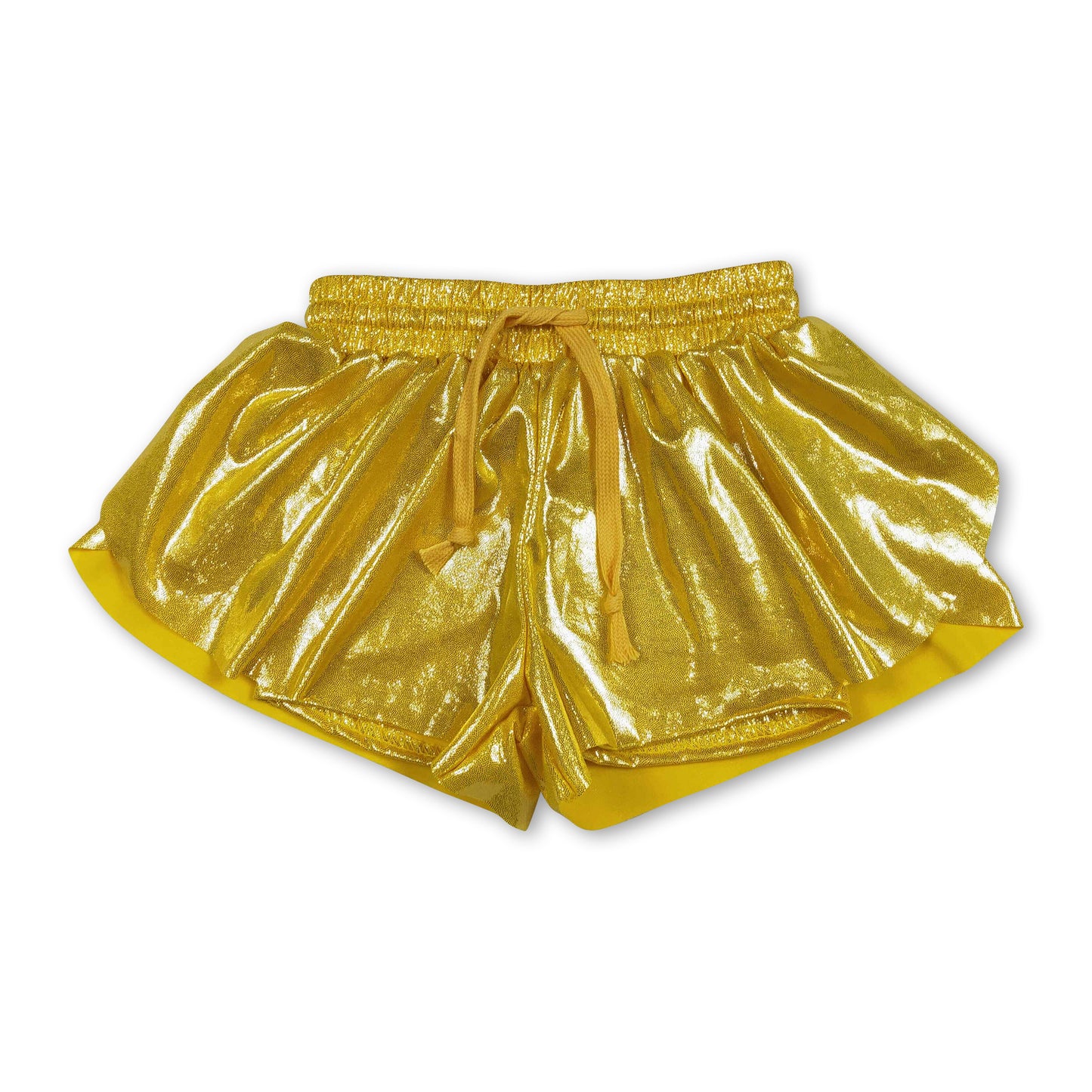 Yellow drawstring kids girls shorts