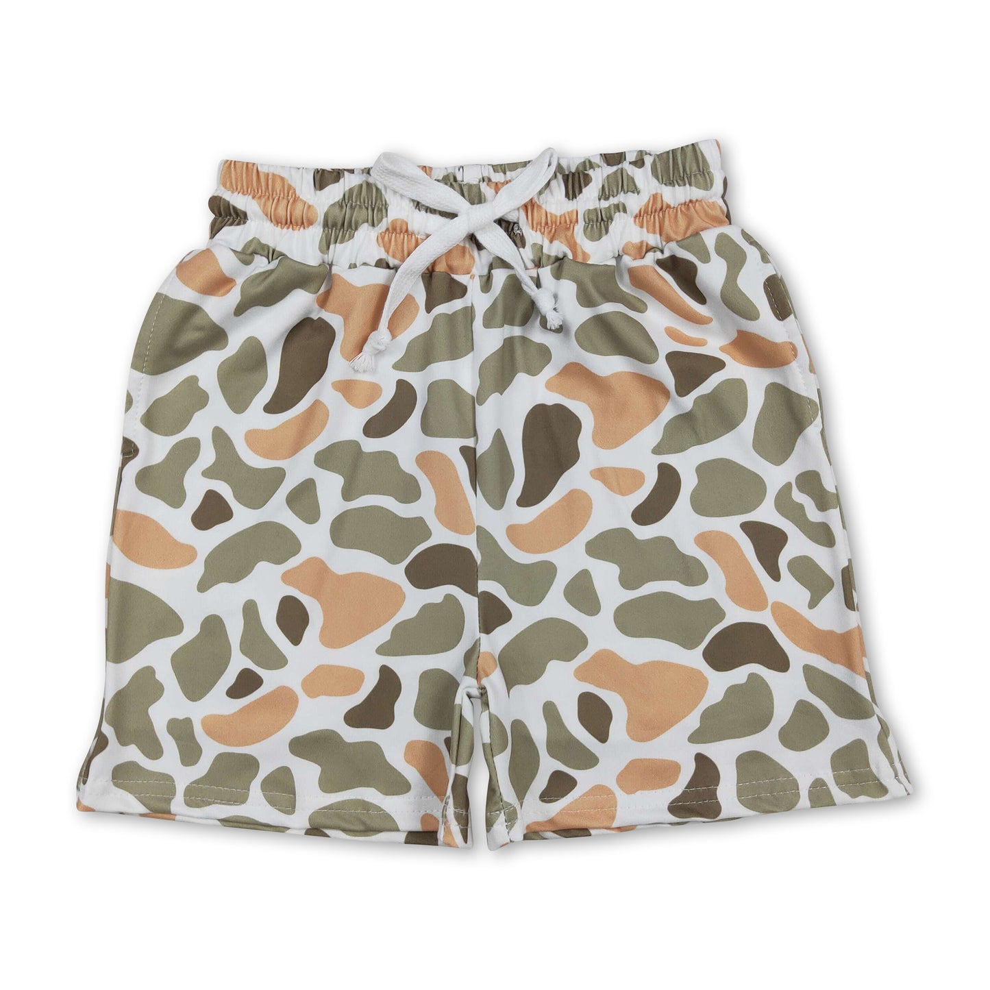 Yellow green camo kids boys summer shorts