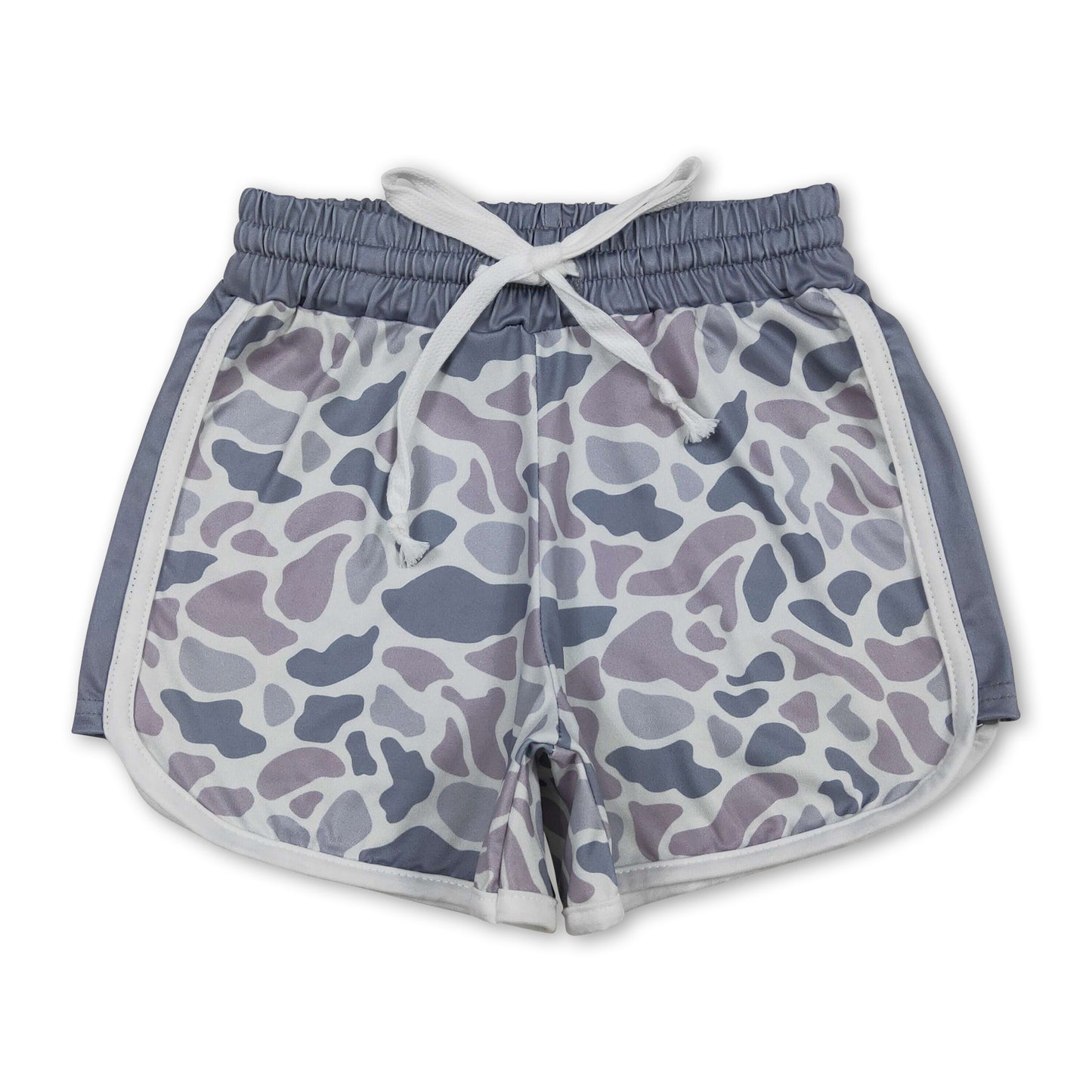 Grey camo drawstring kids girls summer shorts