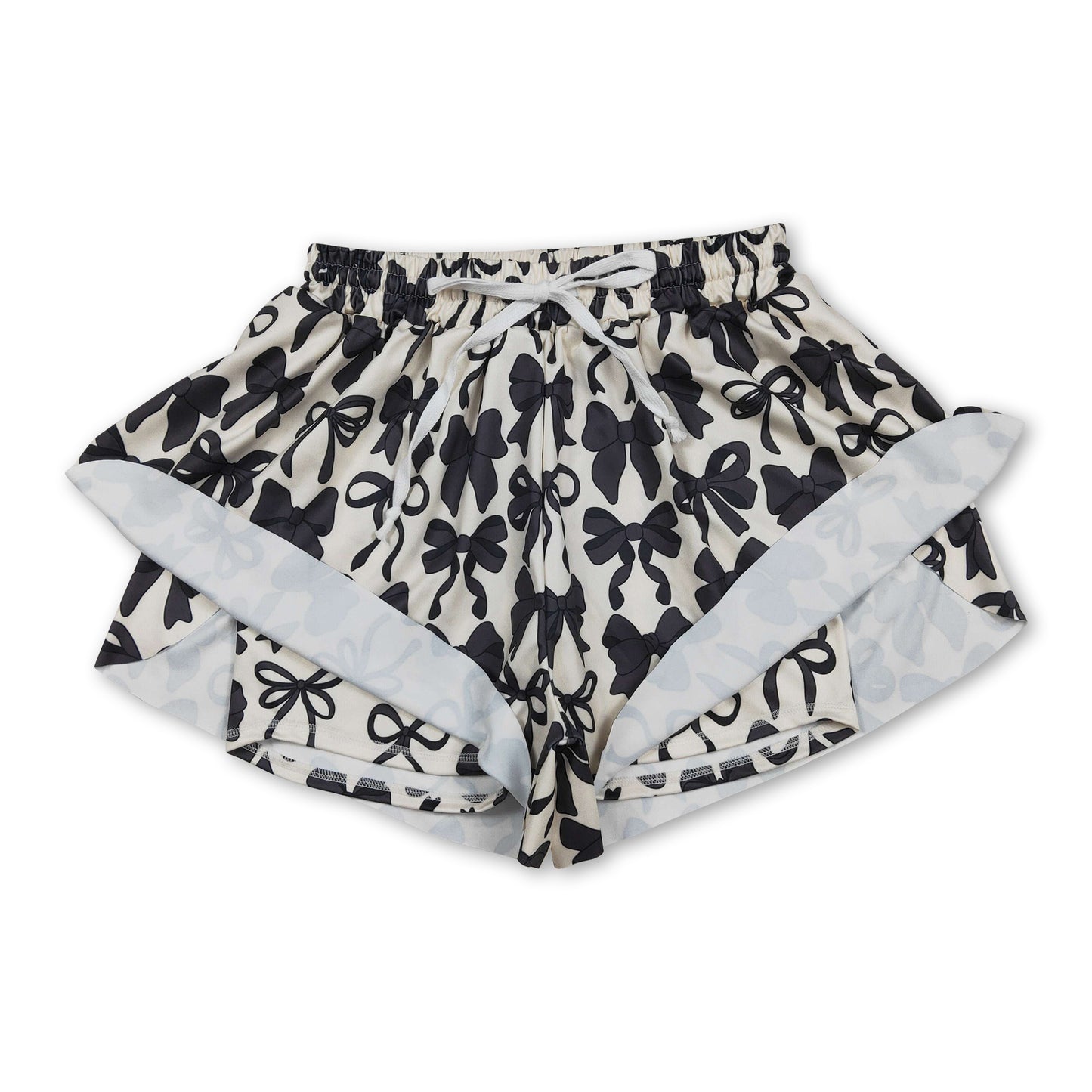 Black bows adult women summer active shorts