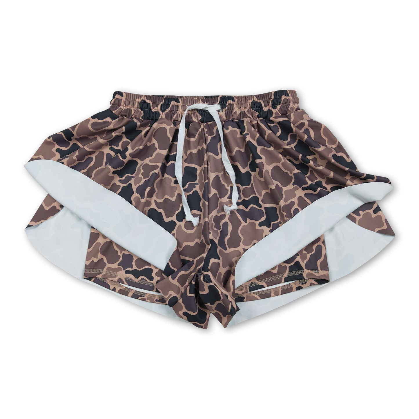 Brown camo adult women summer active shorts