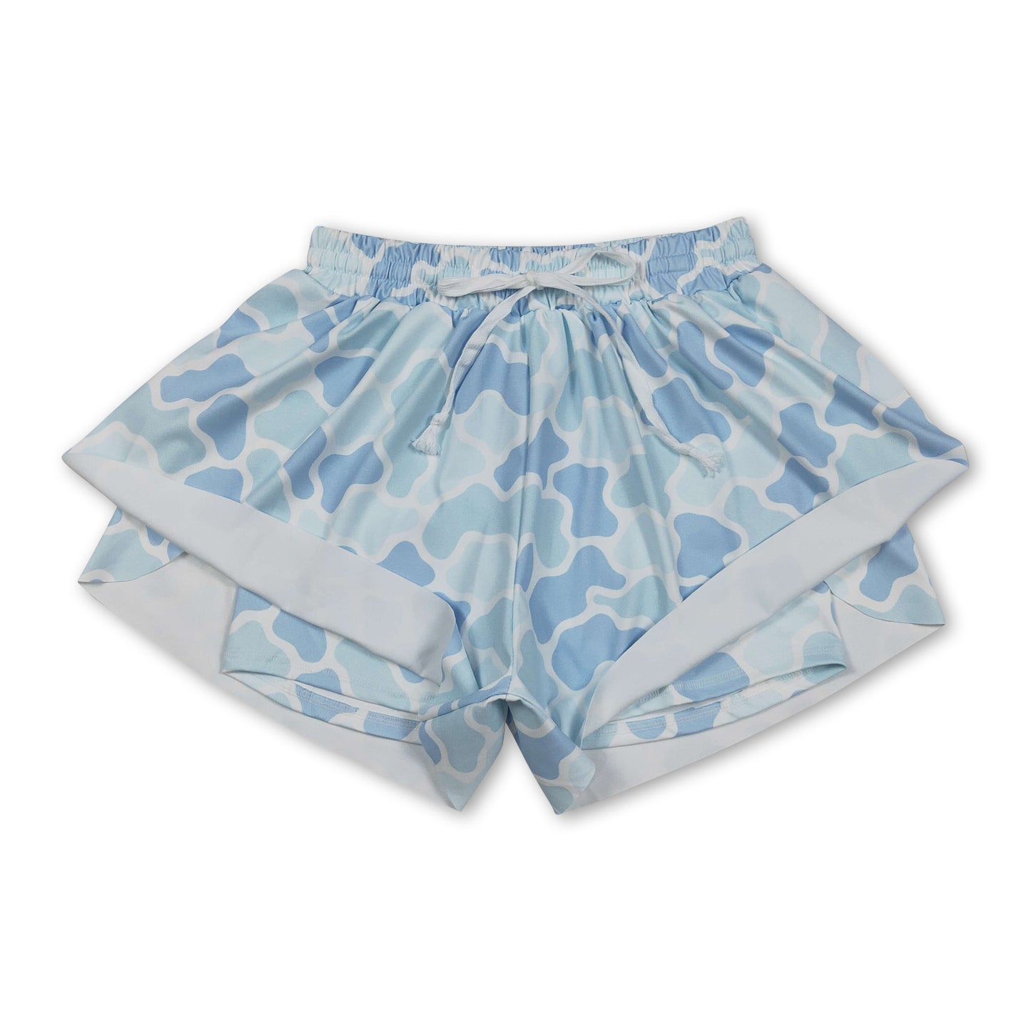 Light blue camo adult women summer active shorts