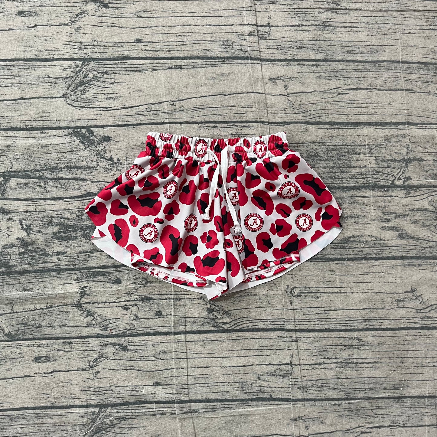 Red leopard A kids girls team active summer shorts